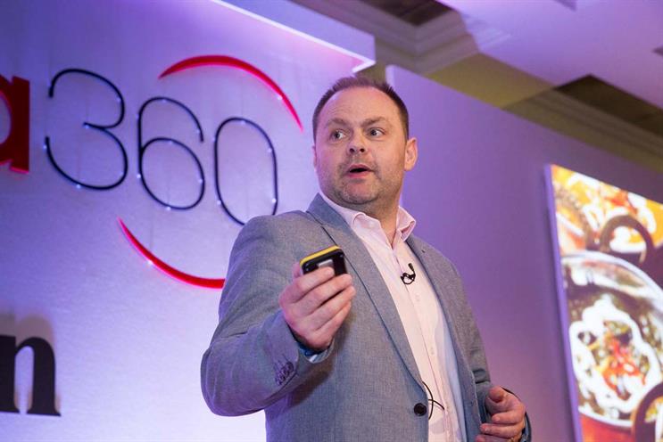 Evans on stage at ±±¾©Èü³µpk10's Media360 event last month