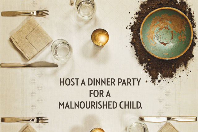 Action Against Hunger: asks supporters to host a dinner party for charity