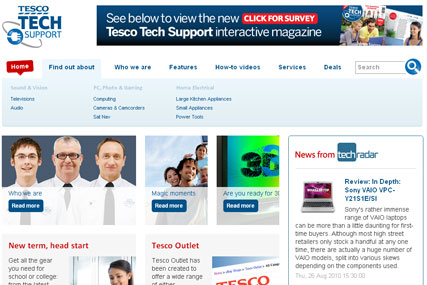 Tesco: unveils new website for in-store tech support service