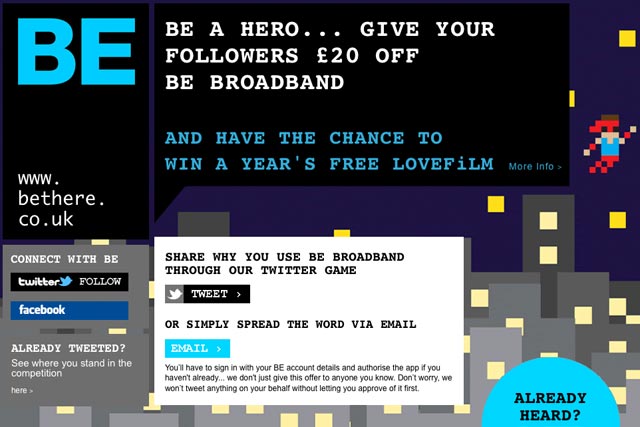 BE Broadband: launches Twitter referral drive