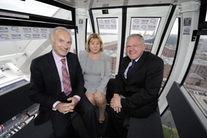Bob Prattey, CEO, ACC Liverpool; Cllr Wendy Simon, Cabinet Member for Culture & Tourism at Liverpool City Council; Rod Holmes, Chairman, The Mersey Partnership on The Big Wheel of Liverpool