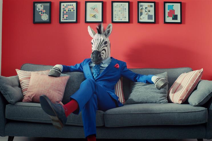 The new B&Q campaign features an anthropomorphic zebra