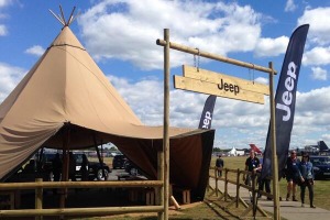 Jeep's installation is located next to Farnborough's runway