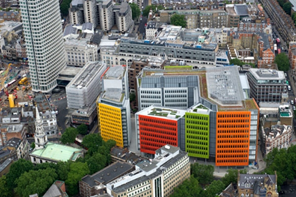 Great views: The Mindshare offices with bar