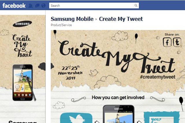 Samsung: launches Facebook and Twitter campaign