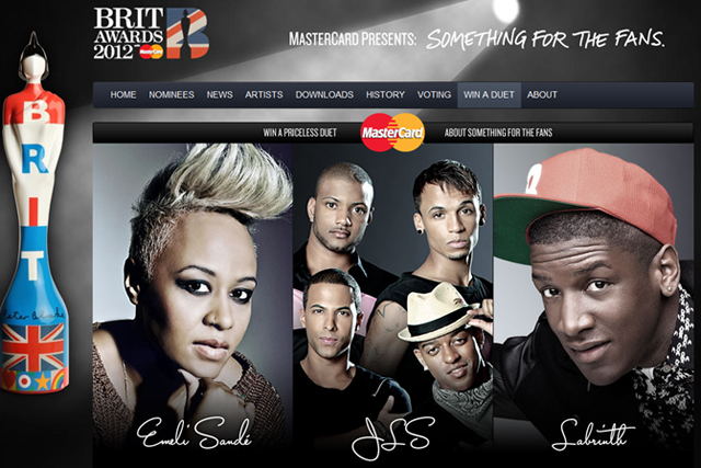 MasterCard: offers music fans the chance to star in TV ad