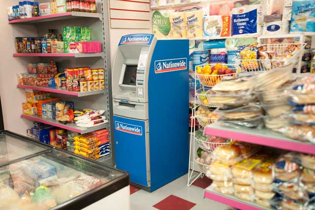 Nationwide cash dispenser on ITV's Coronation Street.