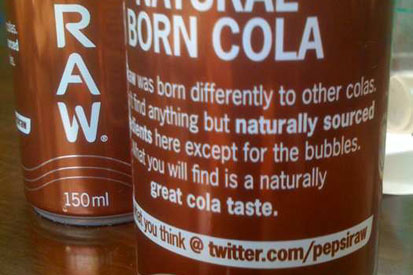 Pepsi Raw: Twitter name printed on can
