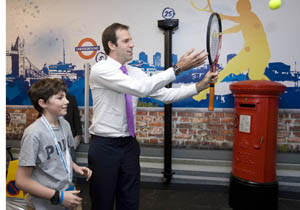 Greg tries his luck at the Urban Tennis experience