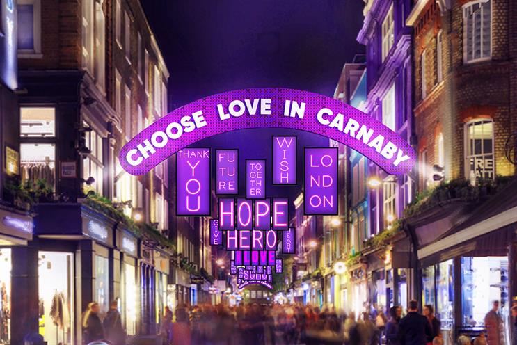 Choose Love: lightboxes will be filled with positive messages 