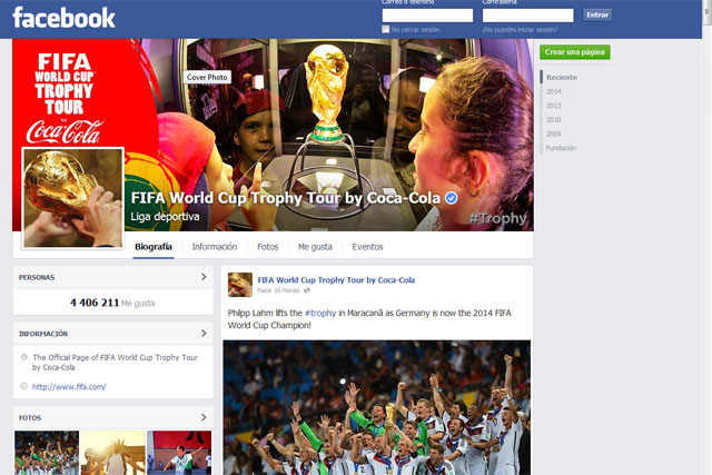Coca-Cola: grew its Facebook fan base to 85 million during the World Cup