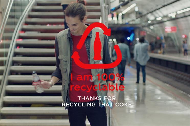 Coca-Cola encouraging consumers to recycle their empty bottles