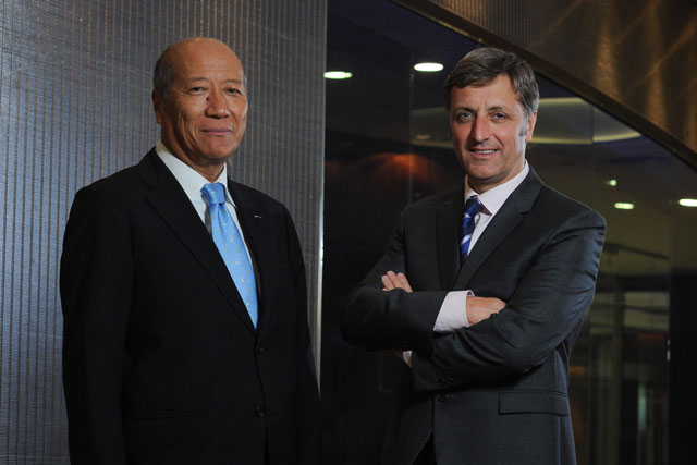 Top men: Dentsu president and CEO Tadashi Ishii and Aegis chief executive Jerry Buhlmann