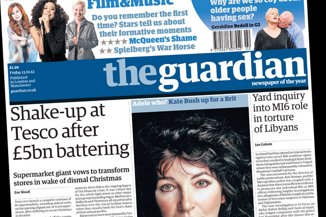 The Guardian: only national daily to record a month-on-month rise in December