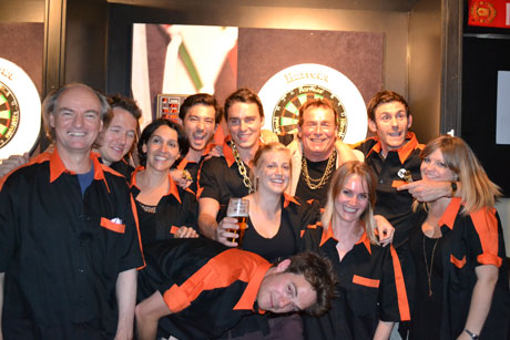 Darts legend Bobby George poses with DLKW Lowe