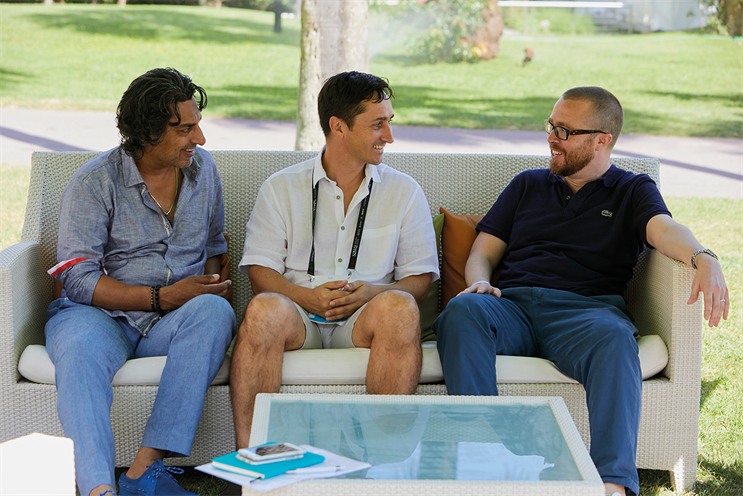 (l-r) Gurdeep Puri, Robert Sawatzky and Michael Chadwick and launch Dentsu’s Dynamo Brand Index at the Cannes Lions International Festival of Creativity