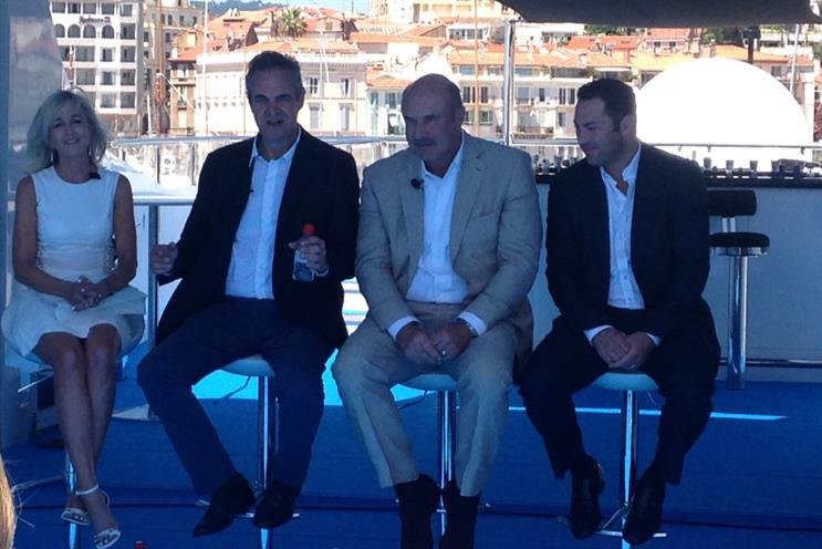 Launching DailyMailTV: (from left) Pennington, Clarke, Dr Phil McGraw, Jay McGraw