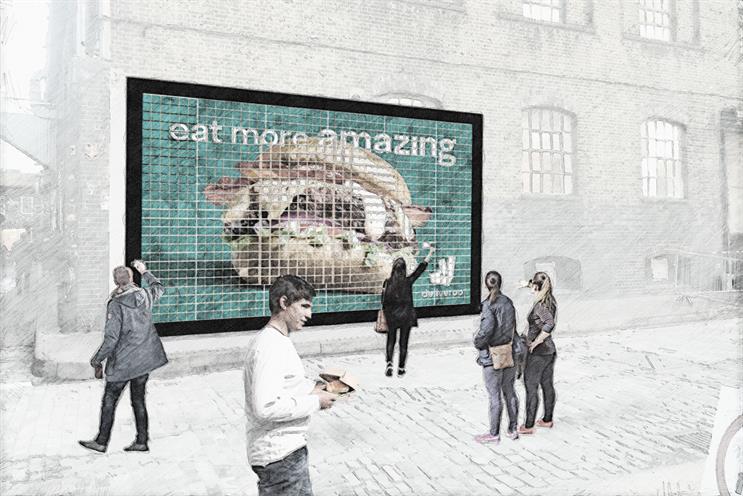 Deliveroo creates billboard out of burgers