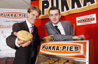 Pukka Pies managing director Tim Storer with Mark Selby