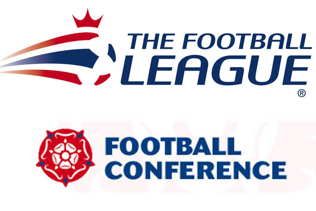 Football League and Football Conference without sponsors