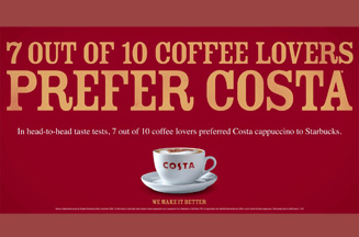 Costa Coffee campaign targets rival Starbucks
