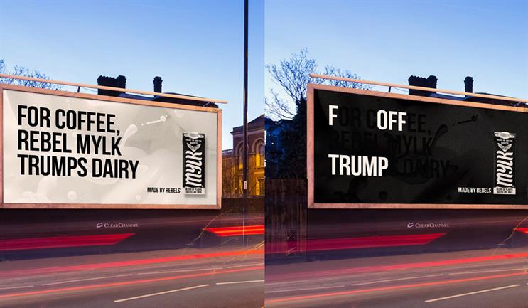 Rebel Kitchen: visual changes to reveal a message inviting Trump to hurry up and go already