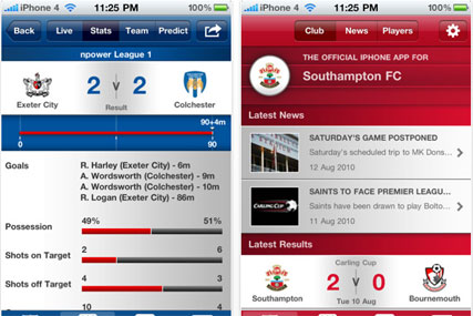 Football League app: takes third place in the chart
