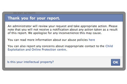 The Facebook dialogue box with added CEOP link