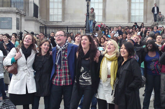T-Mobile holds karaoke flash-mob event in Trafalgar Square