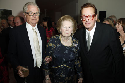 Specs appeal: Lord Bell, Baroness Thatcher and Maurice Saatchi
