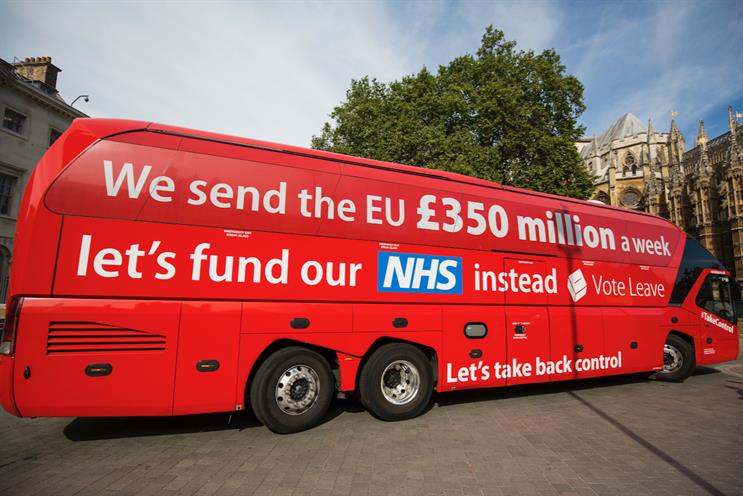 'Vote Leave' campaign: ran misleading political claims on a 'big red bus'