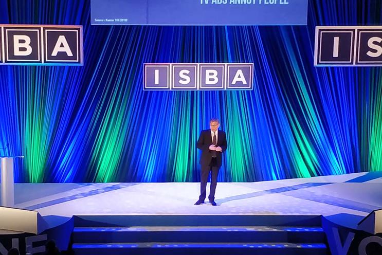 AA president Keith Weed on stage at the ISBA conference at the Troxy in East London