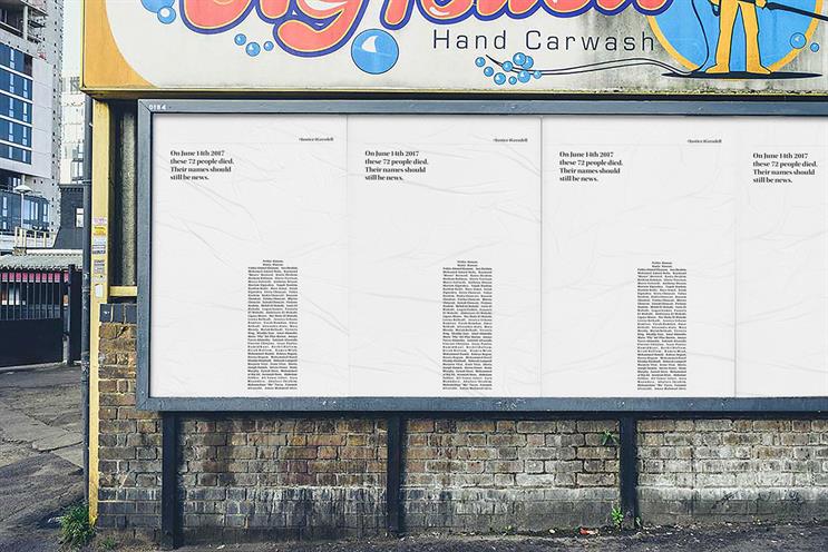 Justice4Grenfell: names of 72 victims form tower