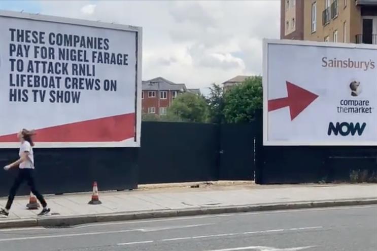 Led by Donkeys: used a pair of posters to name brands advertising on GB News
