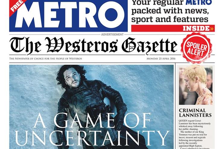 Metro: recent cover-wrap for Game of Thrones