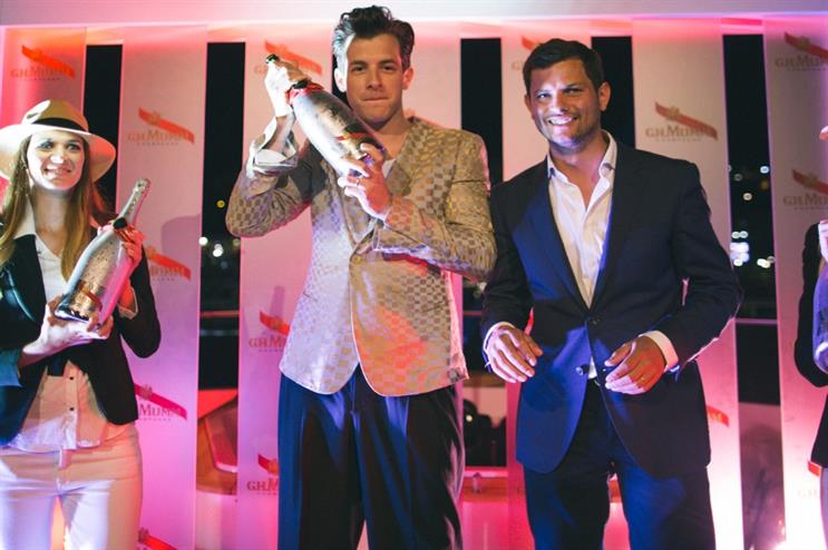 Musician Mark Ronson hosted the launch onboard Maison Mumm's private yacht in Monte Carlo