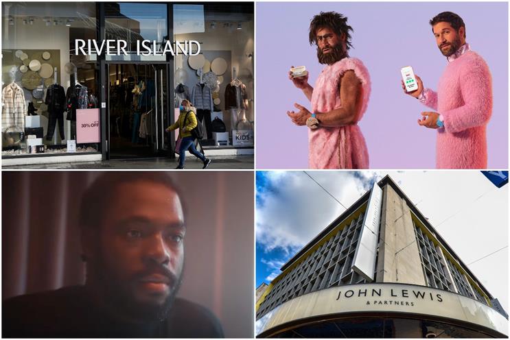 Clockwise from top left: River Island, Klarna, John Lewis, and Mind