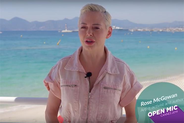 McGowan: paid by Philip Morris to appear at Cannes