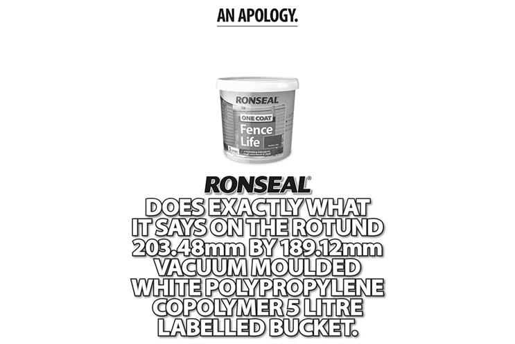 Ronseal: apologises for strapline