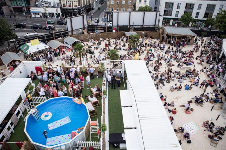 The venue provides views of Camden Beach in north London