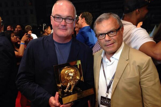 WPP celebrates winning holding group of the year in Cannes: O’Keeffe (left) and Sorrell