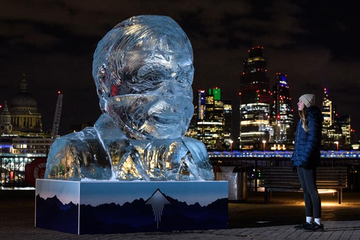 Tenzing: ice sculpture of Sir David Attenborough