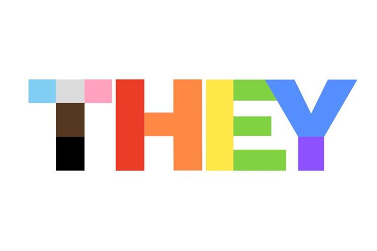 Grey's rainbow logo has been switched to read 'They'