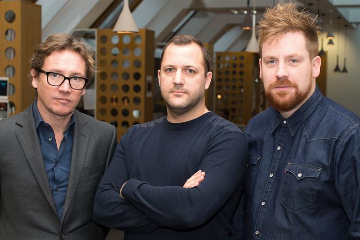 Muster: Rutter (centre) and Braun (right) proposed the venture to Hornby (left)