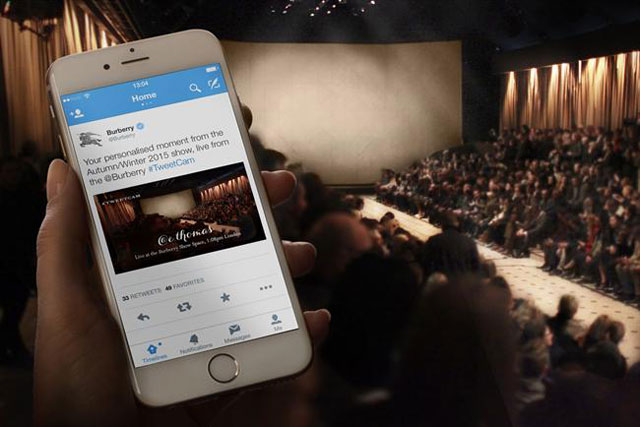 Burberry took audience interaction to new levels at their AW15 show when they introduced #TweetCam.