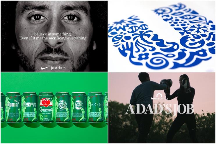 Clockwise from top left: Nike's 'Crazy Dreams', Unilever, Home Centre's 'A Dad's Job' and Guarana Antartica's 'She Can'
