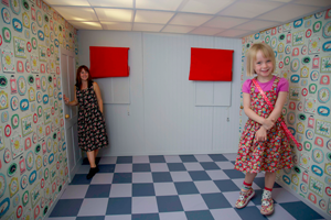 A mother and daughter in Cath Kidston's Illusion Room