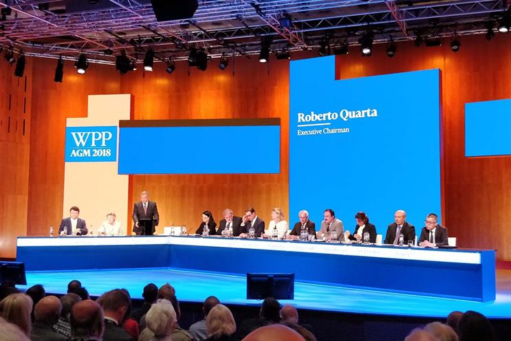 WPP chairman Roberto Quarta addresses shareholders