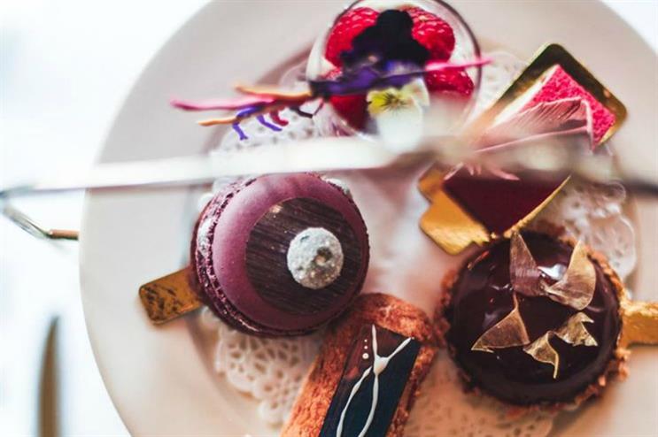 The afternoon tea reflects the collection's jewel tones