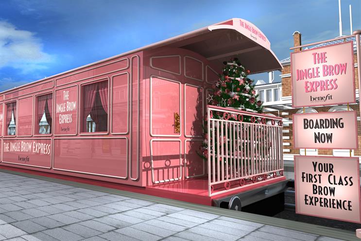 Benefit to create pink train carriage for last-minute brow treatments